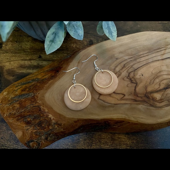 Handmade Polymer Clay & Brass Hoop Earrings - Picture 2 of 6